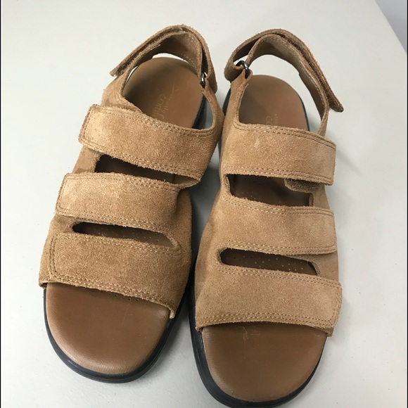 Strictly Comfort Adjustable Tan Suede Wedge Sandal - Picture 1 of 8
